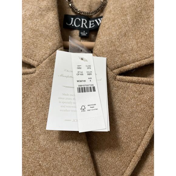 J Crew Womens Melton Wool Double Breasted Classic Peacoat Coat Size 4 Soft Brown - Picture 9 of 12